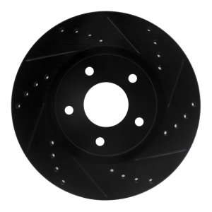 Nissan Altima Brake Rotor (1) - Front Right - R1 Concepts - Drilled & Slotted - Black - `13-`25